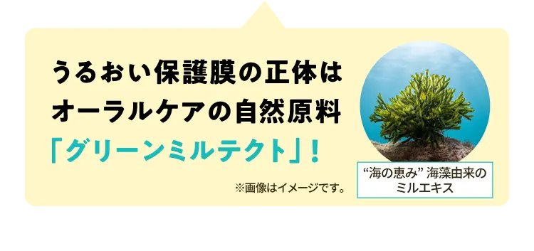 うるおい保護膜の正体はオーラルケアの新原料「グリーンミルテクト」!