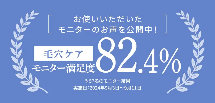 毛穴ケア モニター満足度82.4%